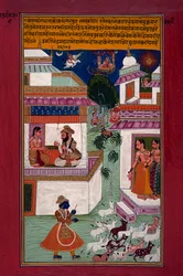 Cowherd Krishna and Surprised Radha